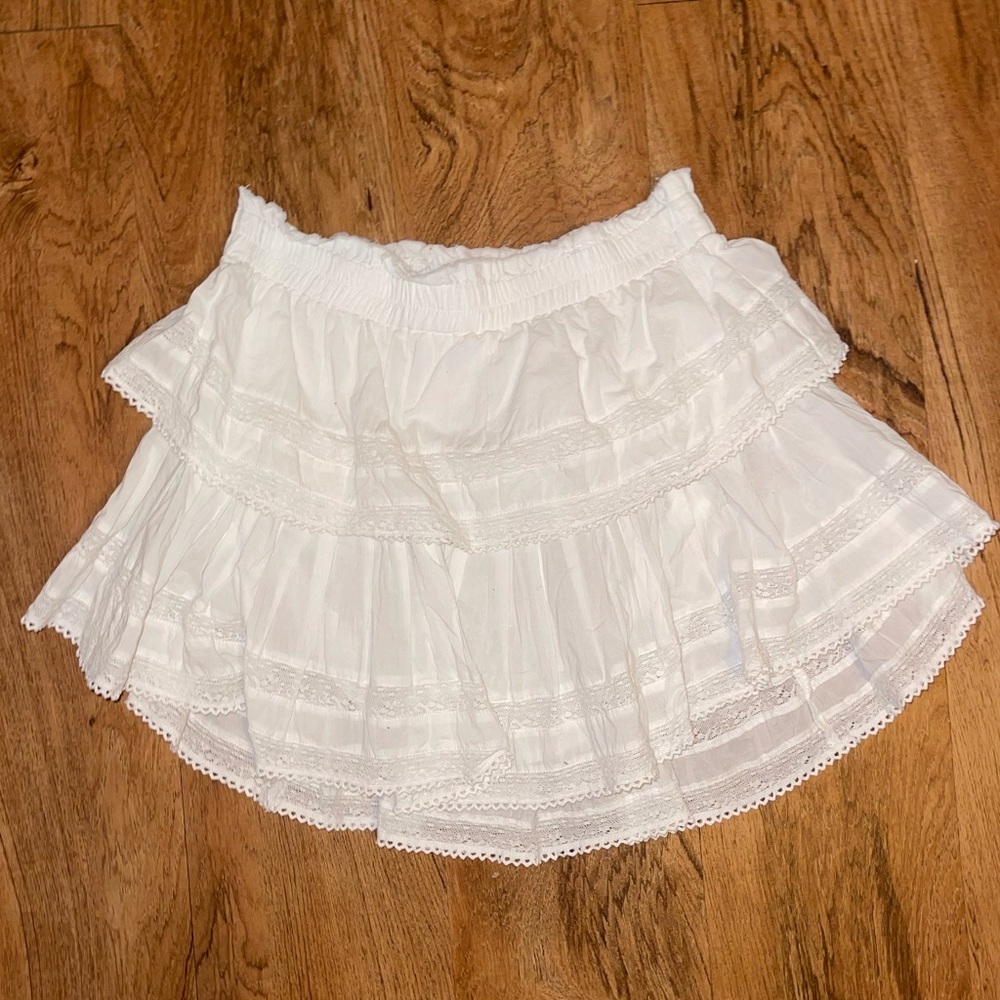LoveShackFancy White Ruffle Mini Skirt